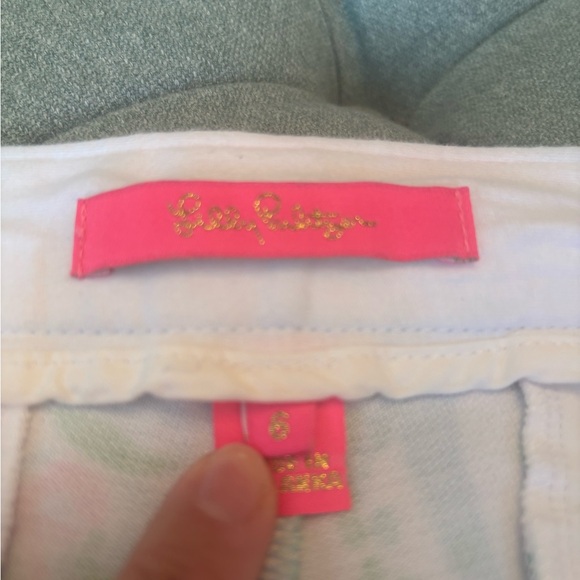 Lilly Pulitzer Pink and Green Sarong Shorts with Scalloped Hem - Picture 4 of 4